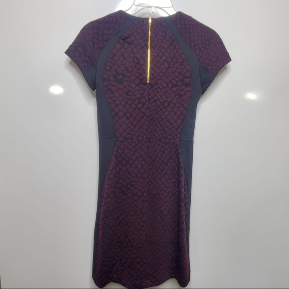 5/$25 Rebecca Taylor Bodycon Purple Color block shift dress - Picture 2 of 5